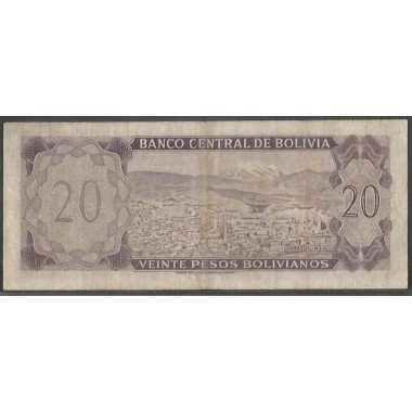 Bolivia, 20 Pesos Bolivianos L 13 Jul 1962 Serie H P155a