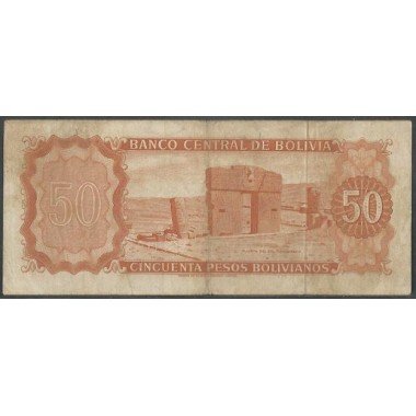 Bolivia, 50 Pesos Bolivianos L 13 Jul 1962 Serie W P162a