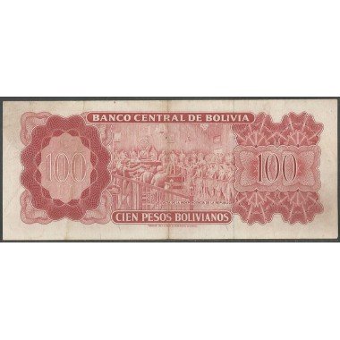 Bolivia, 100 Pesos Bolivianos L 13 Jul 1962 Serie L P164c