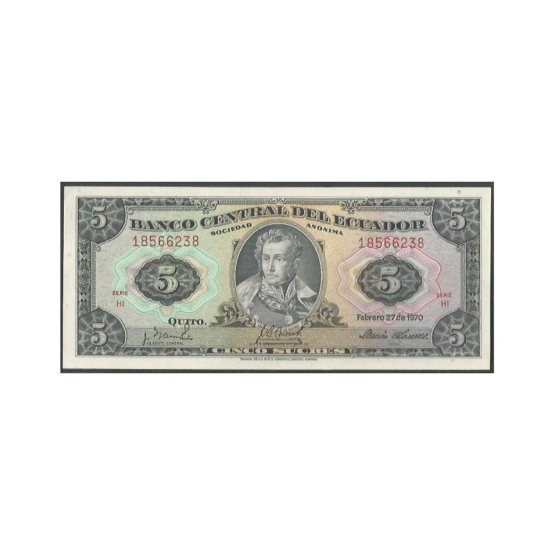 Ecuador, 5 Sucres 27 Feb 1970 HI P113b