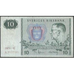 Suecia 10 Kronor 1971 P52c