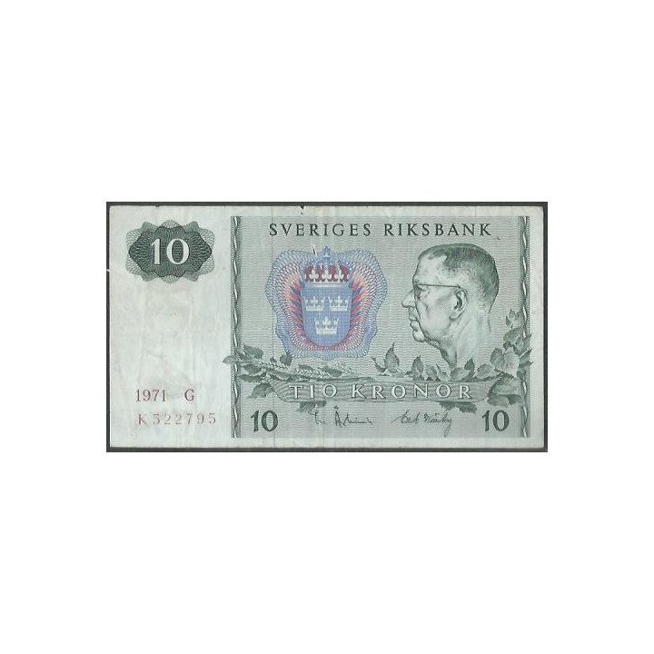 Suecia 10 Kronor 1971 P52c