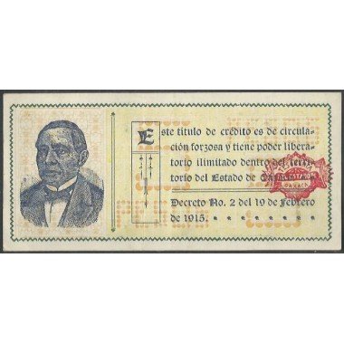 Mexico - La tesoreria General del estado de Oaxaca, 5 Pesos 24 Feb 1915 E Ps954
