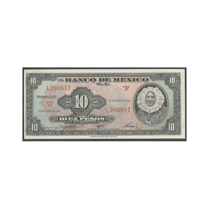 Mexico, 10 Pesos 25 Ene 1961 Serie JP P58h