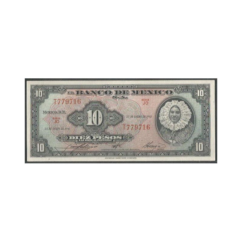 Mexico, 10 Pesos 25 Ene 1961 Serie JO P58h