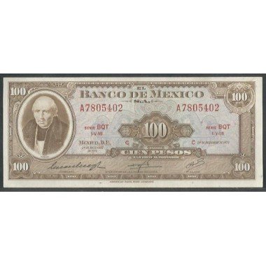 Mexico, 100 Pesos 29 Dic 1972 Serie BQT P61h