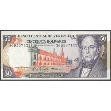 Venezuela, 50 Bolivares 5 Jun 1995 S 8 Dig P65e