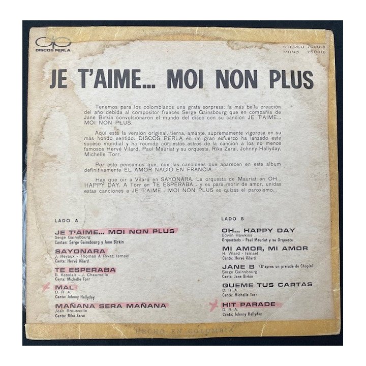 Je t'aime... moi non plus - Colombia reverso