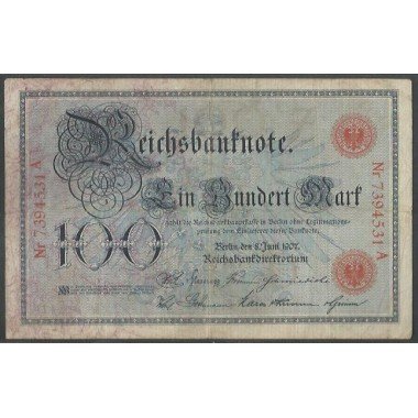 Alemania, 100 Mark 8 Jun 1907 P30