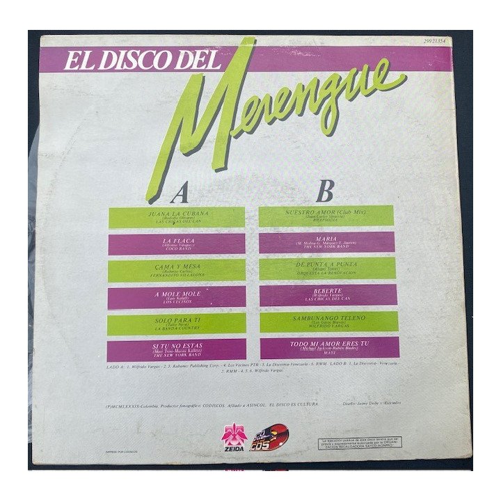 El disco del merengue vol 3- Colombia 1989 reverso