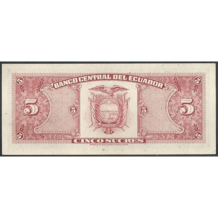 Ecuador 5 Sucres 25 Jul 1979 HQ Firma 1 P113c reverso