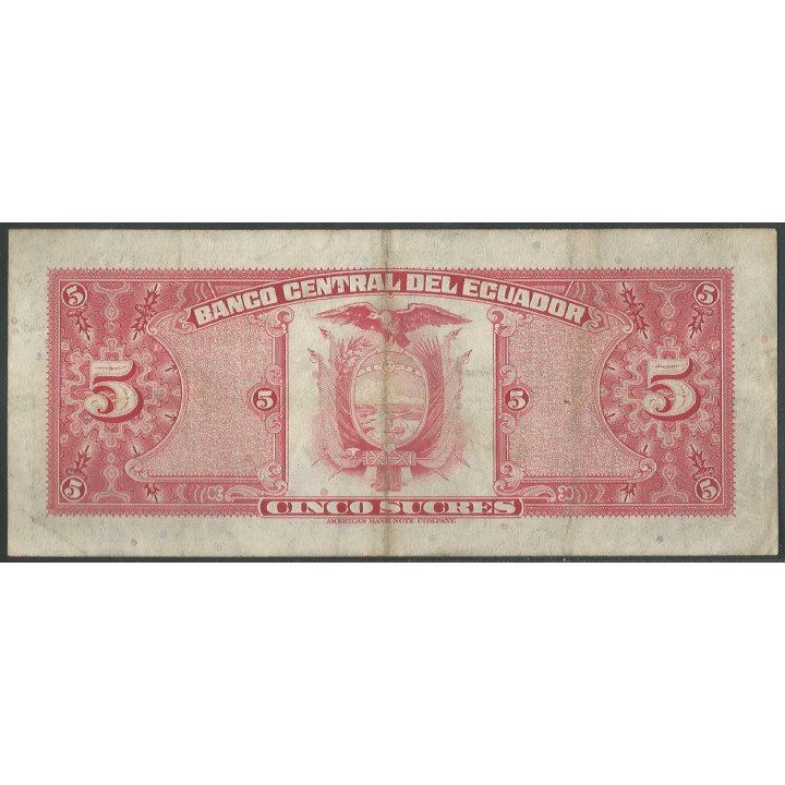 Ecuador 5 Sucres 20 Abr 1983 HX Firma 2 P108b reverso