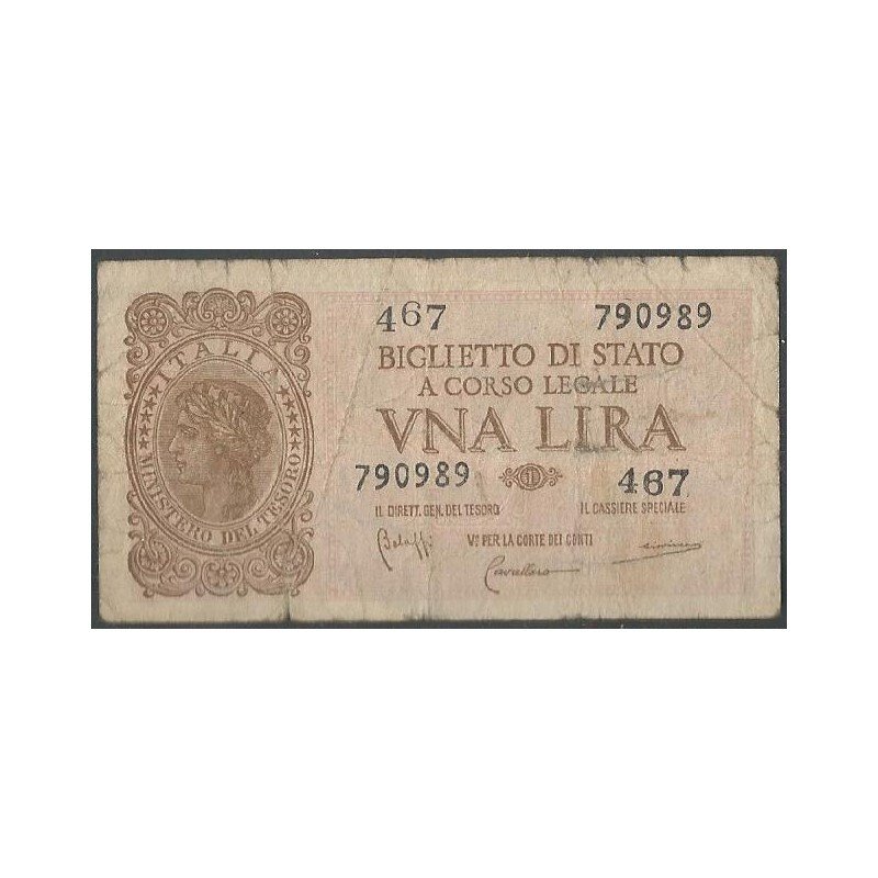 Italia, 1 Lira 23 Nov 1944 P29a