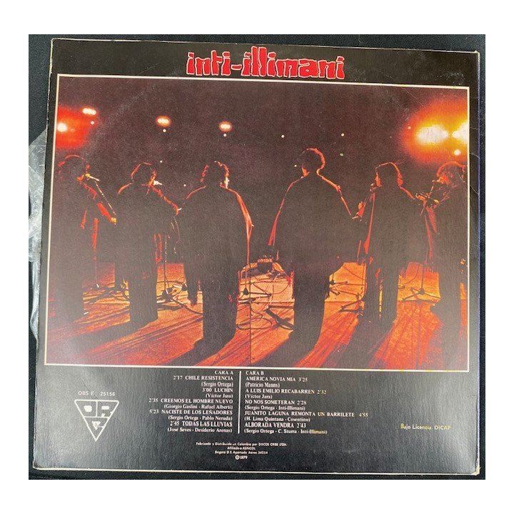 Inti Illimani Resistencia - Colombia 1979 reverso