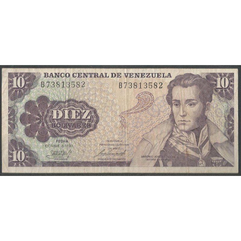 Venezuela, 10 Bolivares 6 Oct 1981 B 8 Dig P60a