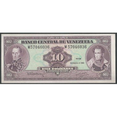 Venezuela, 10 Bolivares 8 Dic 1992 M8 P61c