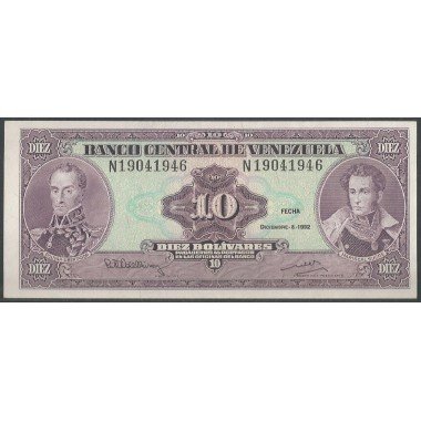 Venezuela, 10 Bolivares 8 Dic 1992 N8 P61c