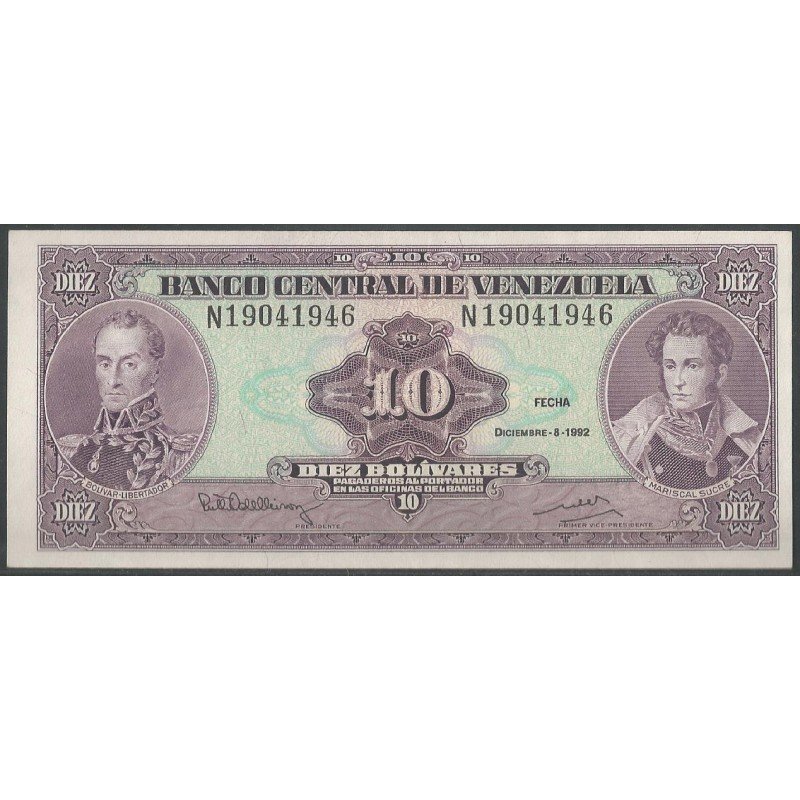 Venezuela, 10 Bolivares 8 Dic 1992 N8 P61c