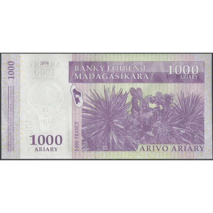Madagascar 1.000 Ariary 2004 P89b reverso