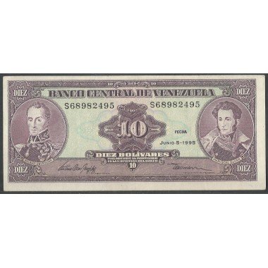 Venezuela, 10 Bolivares 5 Jun 1995 S8 Dig P61d