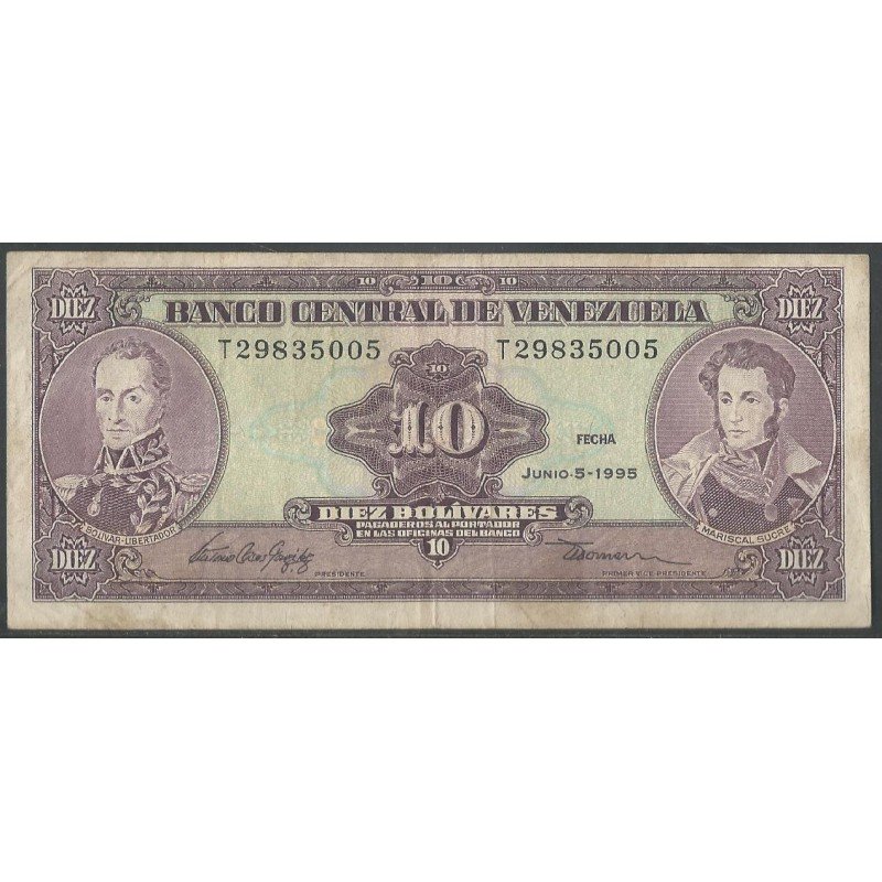 Venezuela, 10 Bolivares 5 Jun 1995 T8 Dig P61d