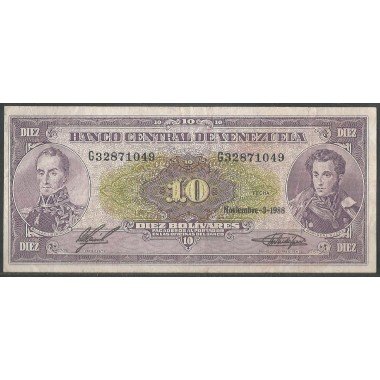 Venezuela, 10 Bolivares 3 Nov 1988 G 8 Dig P62