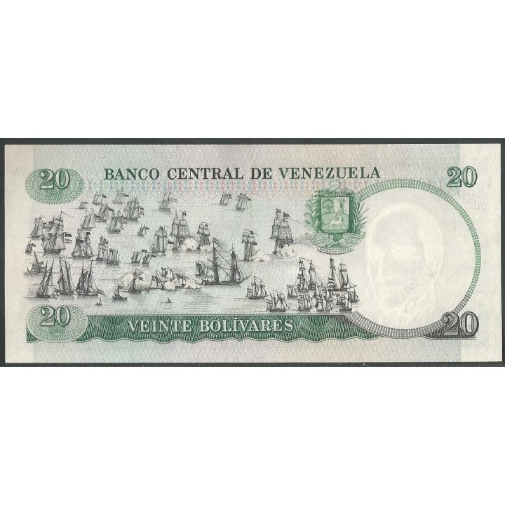 Venezuela 20 Bolivares 20 Oct 1987 A 8 Dig P71 reverso