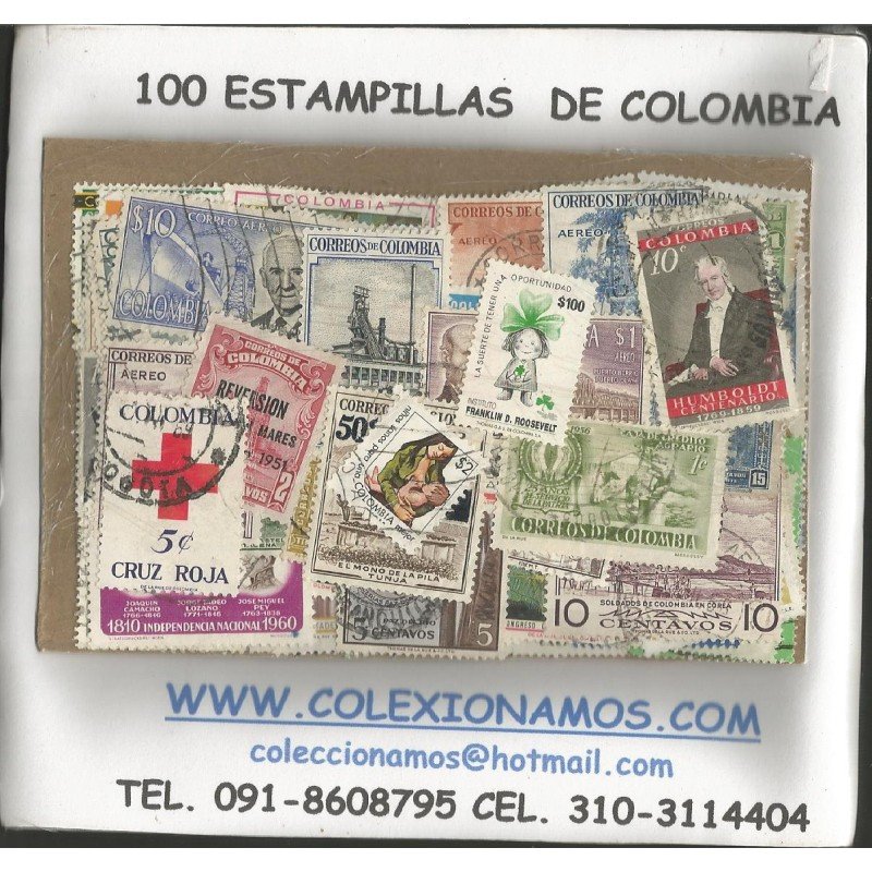 Colombia, 100 estampillas usadas