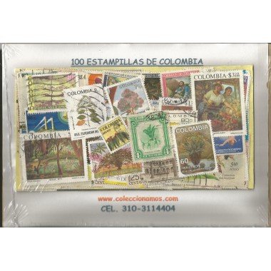 Colombia, 100 estampillas usadas