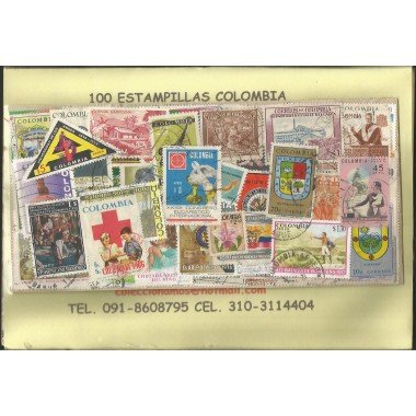 Colombia, 100 estampillas usadas