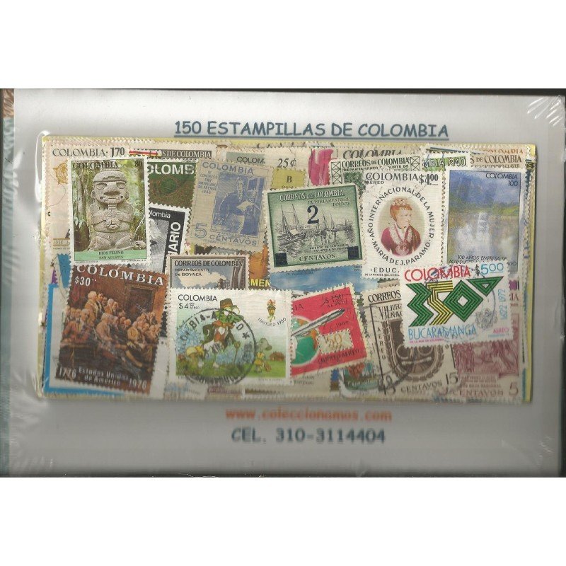 Colombia, 150 estampillas usadas