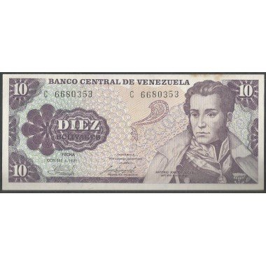 Venezuela, 10 Bolivares 6 Oct 1981 C 7 Dig P60a