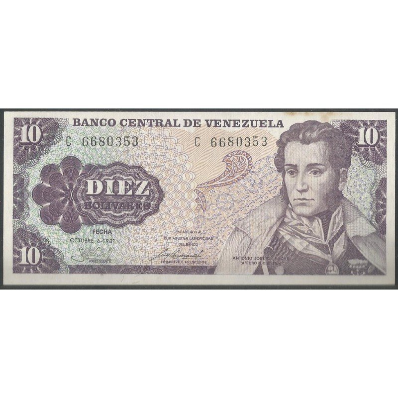 Venezuela, 10 Bolivares 6 Oct 1981 C 7 Dig P60a