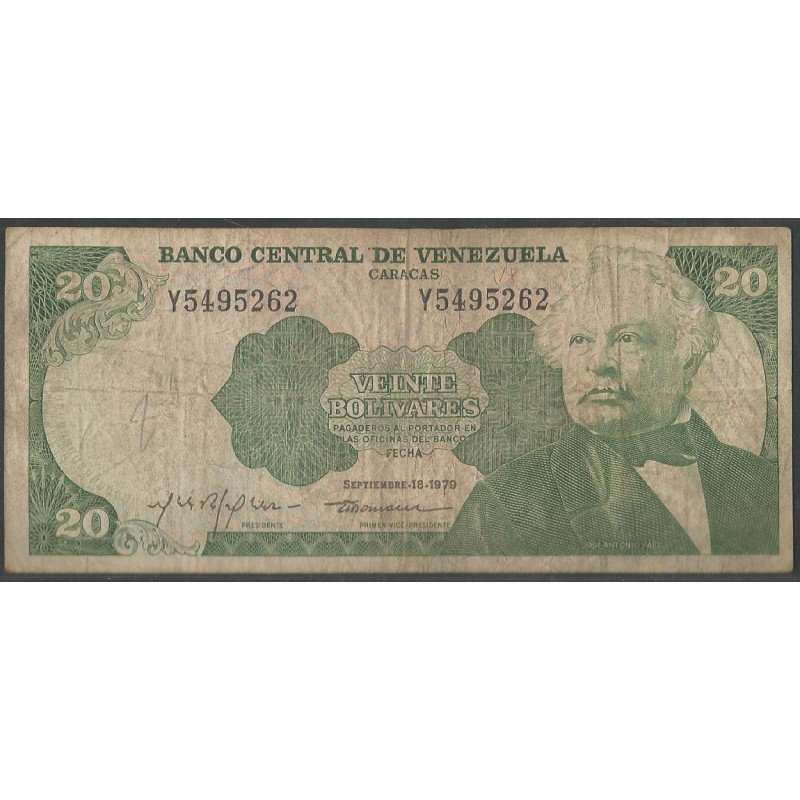 Venezuela, 20 Bolivares 18 Sep 1979 Y 7 Dig P53c