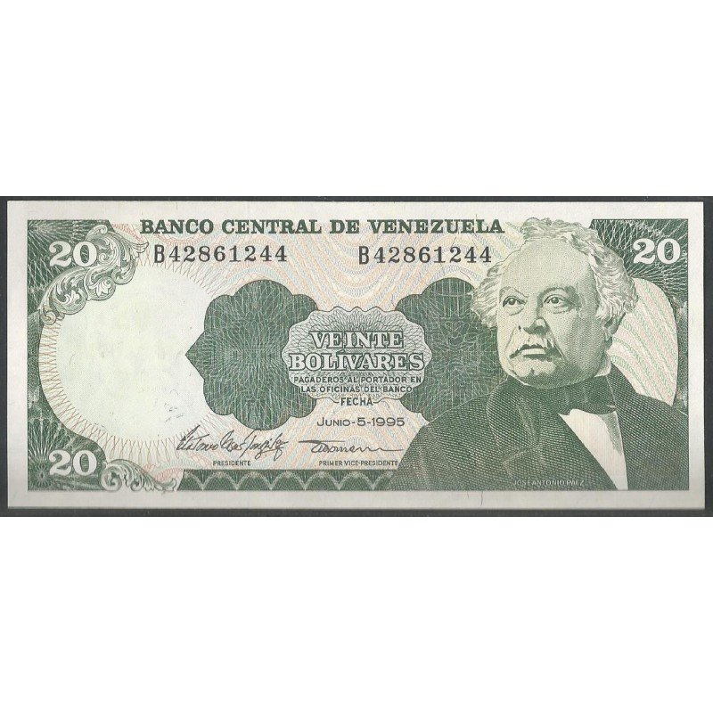 Venezuela, 20 Bolivares 5 Jun 1995 B 8 Dig P63e