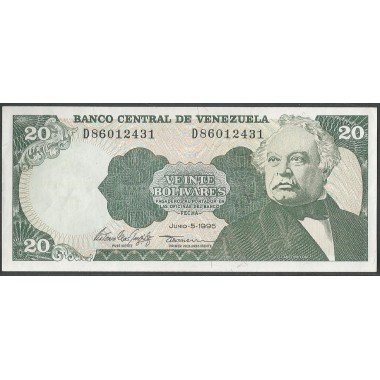 Venezuela, 20 Bolivares 5 Jun 1995 D 8 Dig P63e