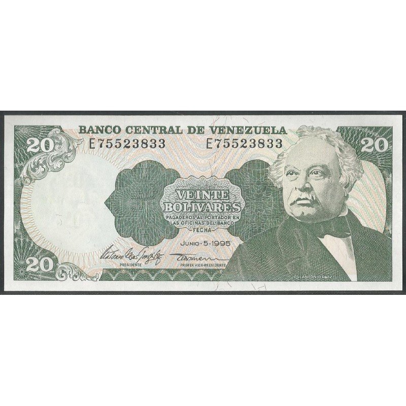 Venezuela, 20 Bolivares 5 Jun 1995 E 8 Dig P63e