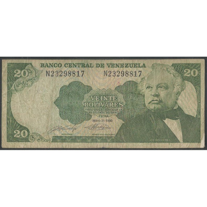 Venezuela, 20 Bolivares 31 May 1990 N 8 Dig P63c
