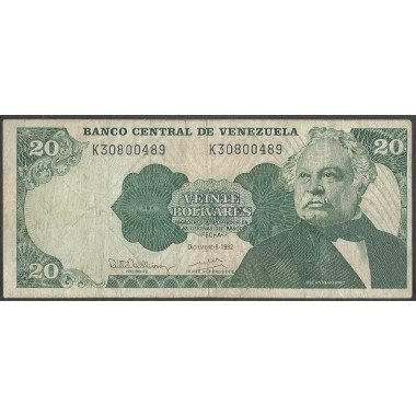 Venezuela, 20 Bolivares 8 Dic 1992 K 8 Dig P63d