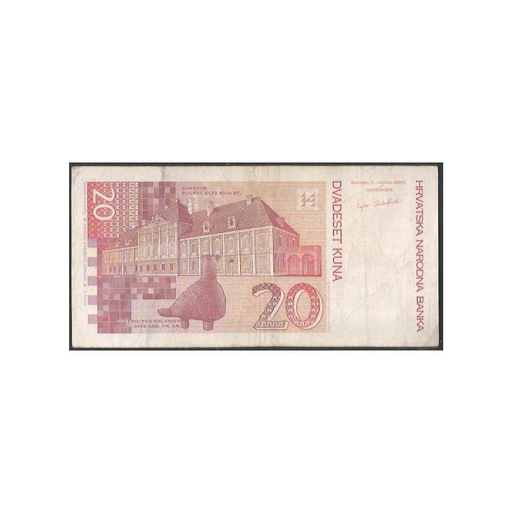 Croacia 20 Kuna 7 Mar 2001 P39b reverso