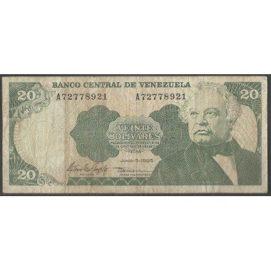 Venezuela, 20 Bolivares 5 Jun 1995 A 8 Dig P63e