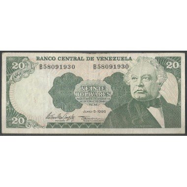 Venezuela, 20 Bolivares 5 Jun 1995 B 8 Dig P63e