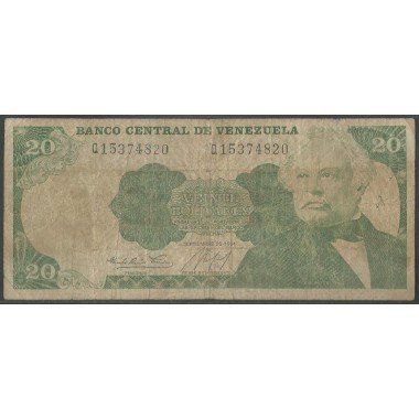 Venezuela, 20 Bolivares 25 Sep 1984 Q 8 Dig P64