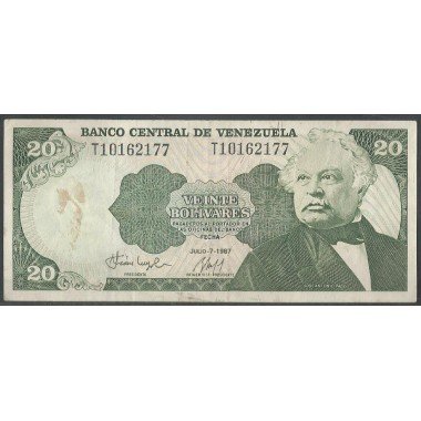 Venezuela, 20 Bolivares 7 Jul 1|987 T 8 Dig P64A