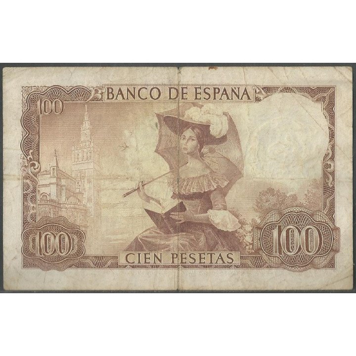 España 100 Pesetas 19 Nov 1965 P150 reverso