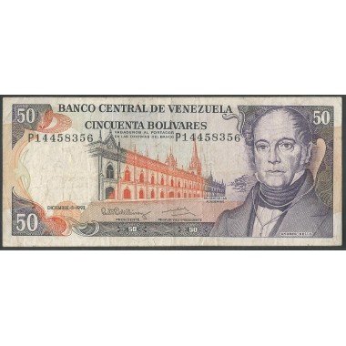 Venezuela, 50 Bolivares 8 Dic 1992 P 8 Dig P65d