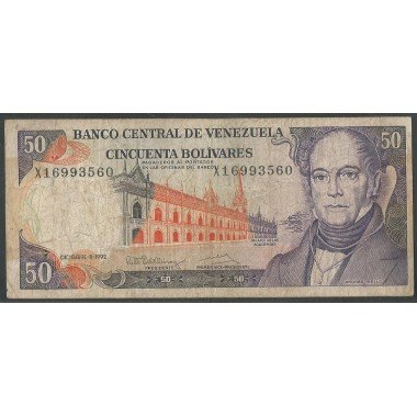 Venezuela, 50 Bolivares 8 Dic 1992 X 8 Dig P65d