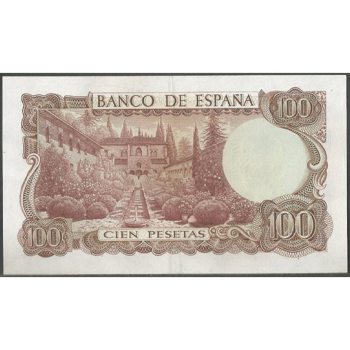 España 100 Pesetas 17 Nov 1970 P152a reverso