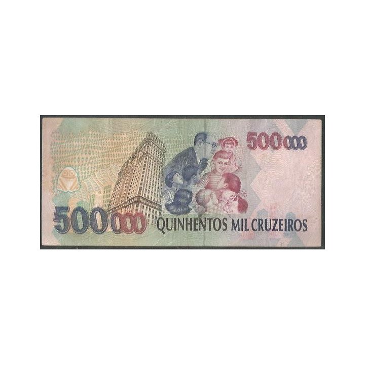 Brasil 500.000 Cruzeiros ND1993 Firma 32 P236c reverso