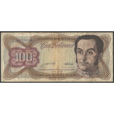 Venezuela, 100 Bolivares 16 Mar 1989 Q 8 Dig P66b